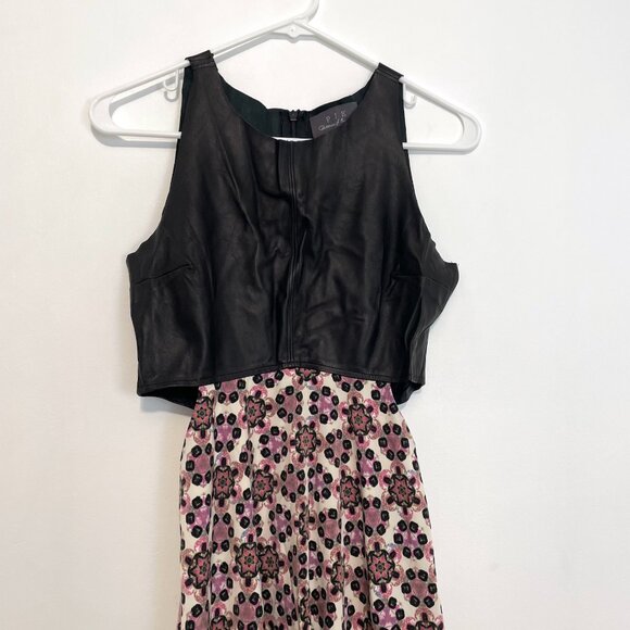 PJK PATTERSON J. KINCAID ANTHROPOLOGIE Black Leather Cutout Mini Fit Flare Dress - Picture 3 of 16
